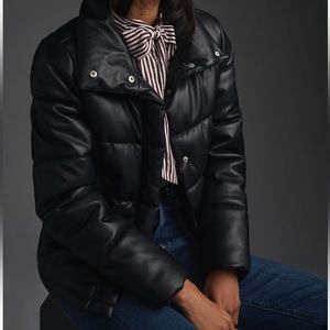 Avec Les Filles Faux Lather Puffer Jacket